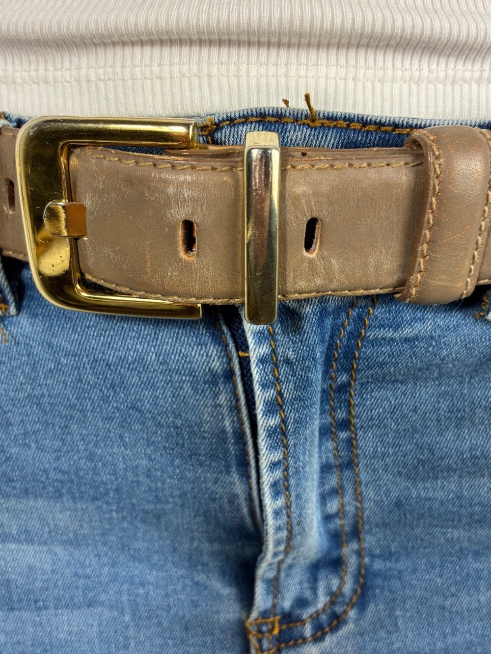 Talbots women’s belt Sz XL genuine leather beige granola nature earth